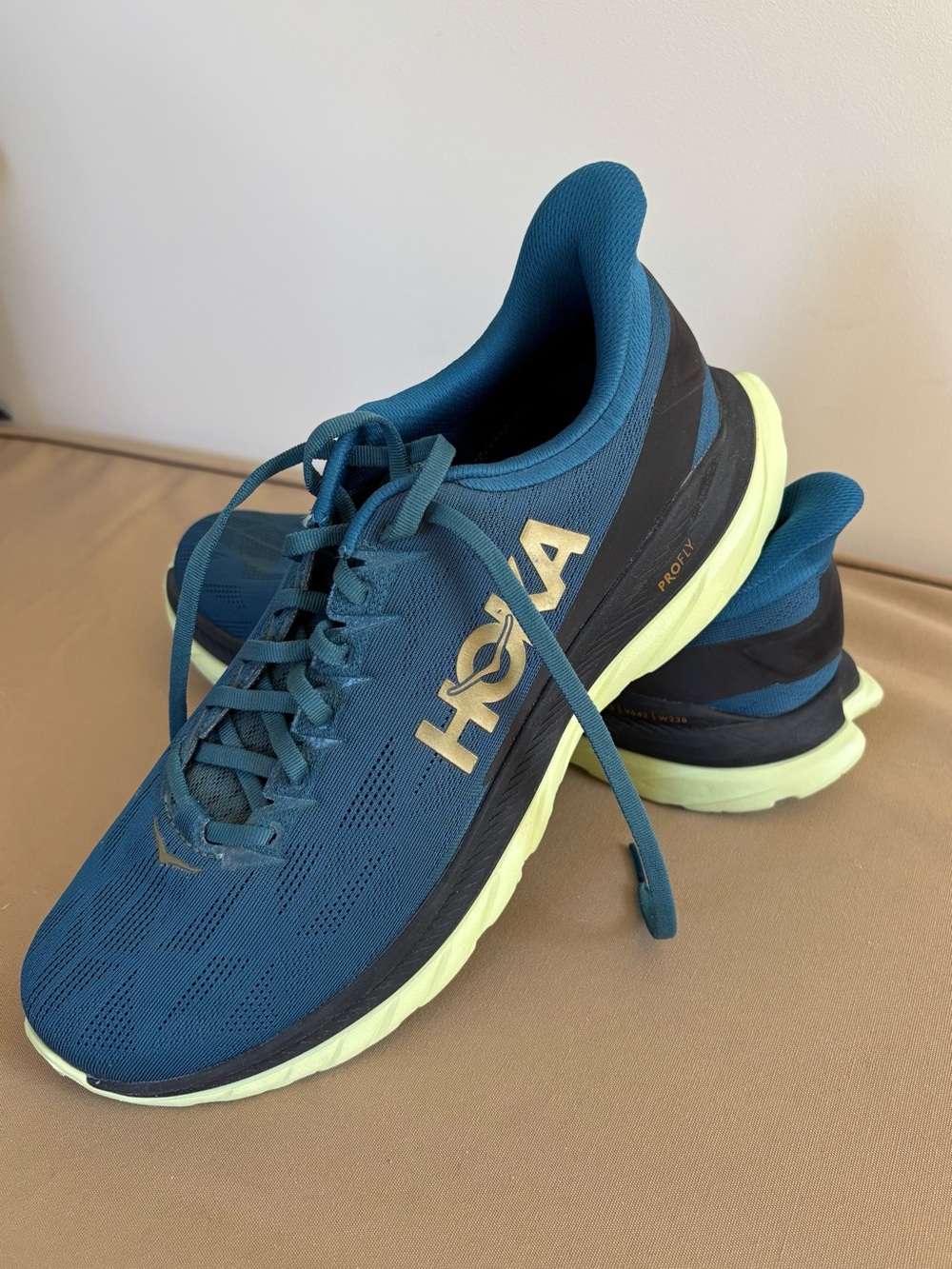 HOKA Mach 4 Blue Glass/Evening Primrose Men's Size 12 – Never Worn